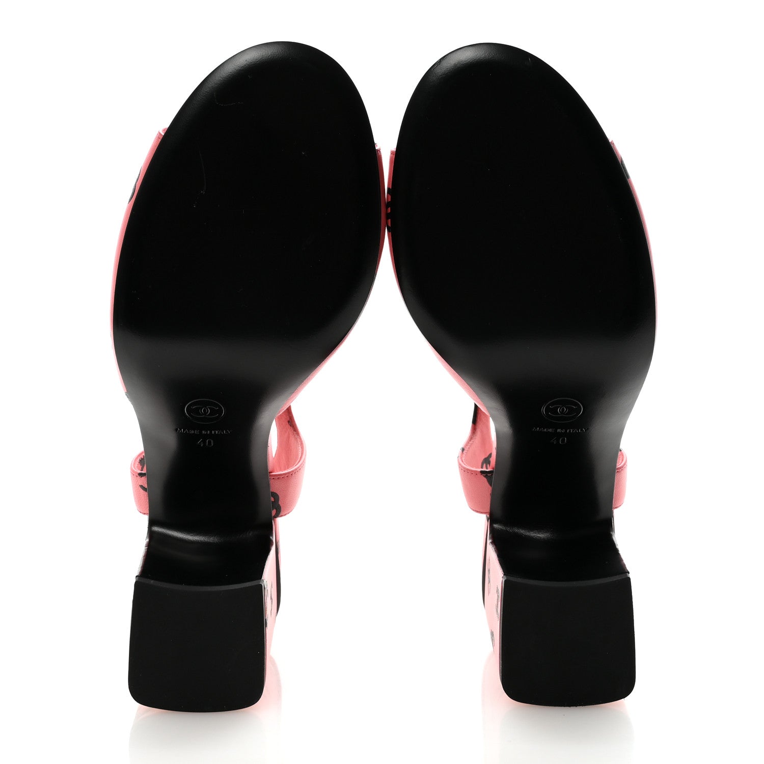 Chanel Printed Lambskin Coco Beach Sandals 40 Pink Black 6 of 10