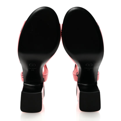 Chanel Printed Lambskin Coco Beach Sandals 40 Pink Black 6 of 10
