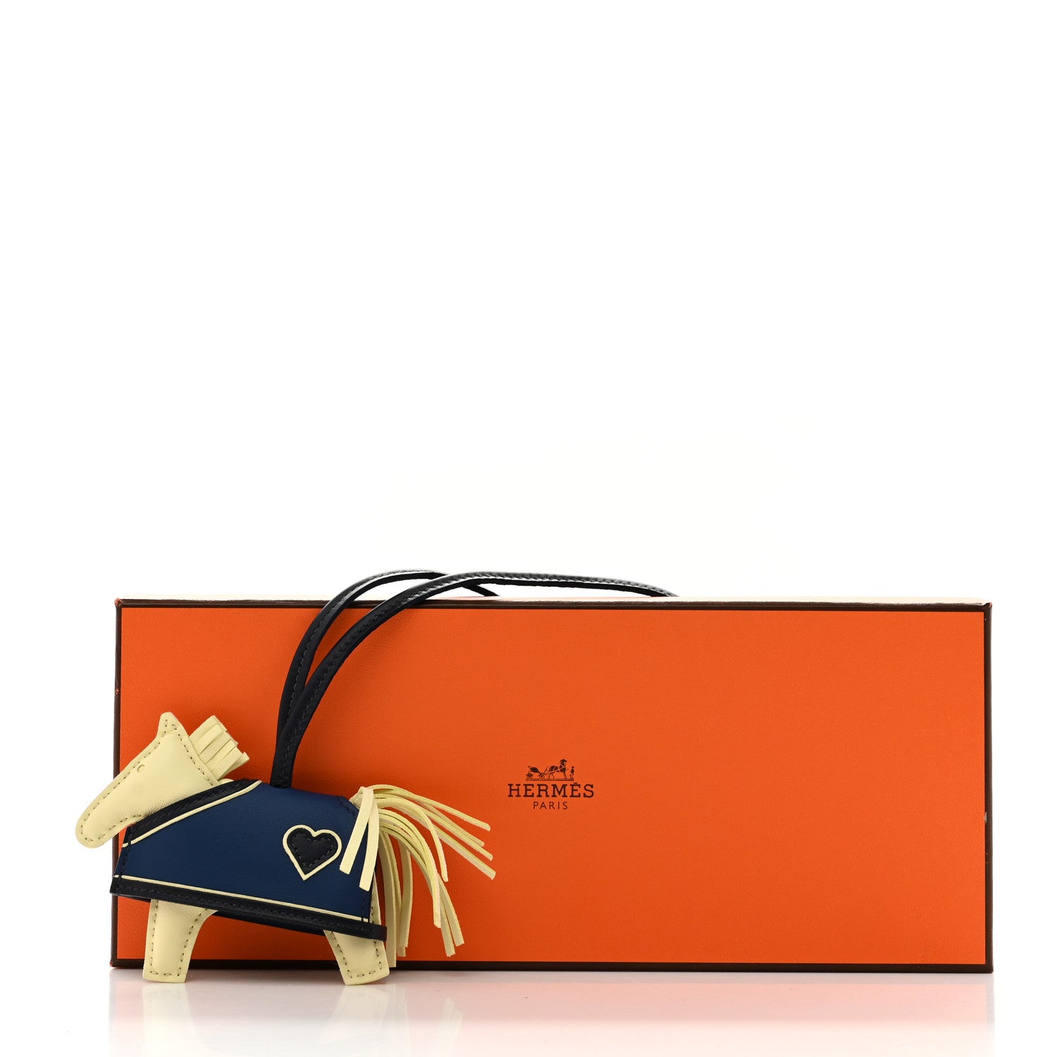 Hermes Milo Lambskin Grigri Rodeo Robeo Coeur Bag Charm PM Jaune Milton Bleu Nuit Bleu Tie 4 of 4