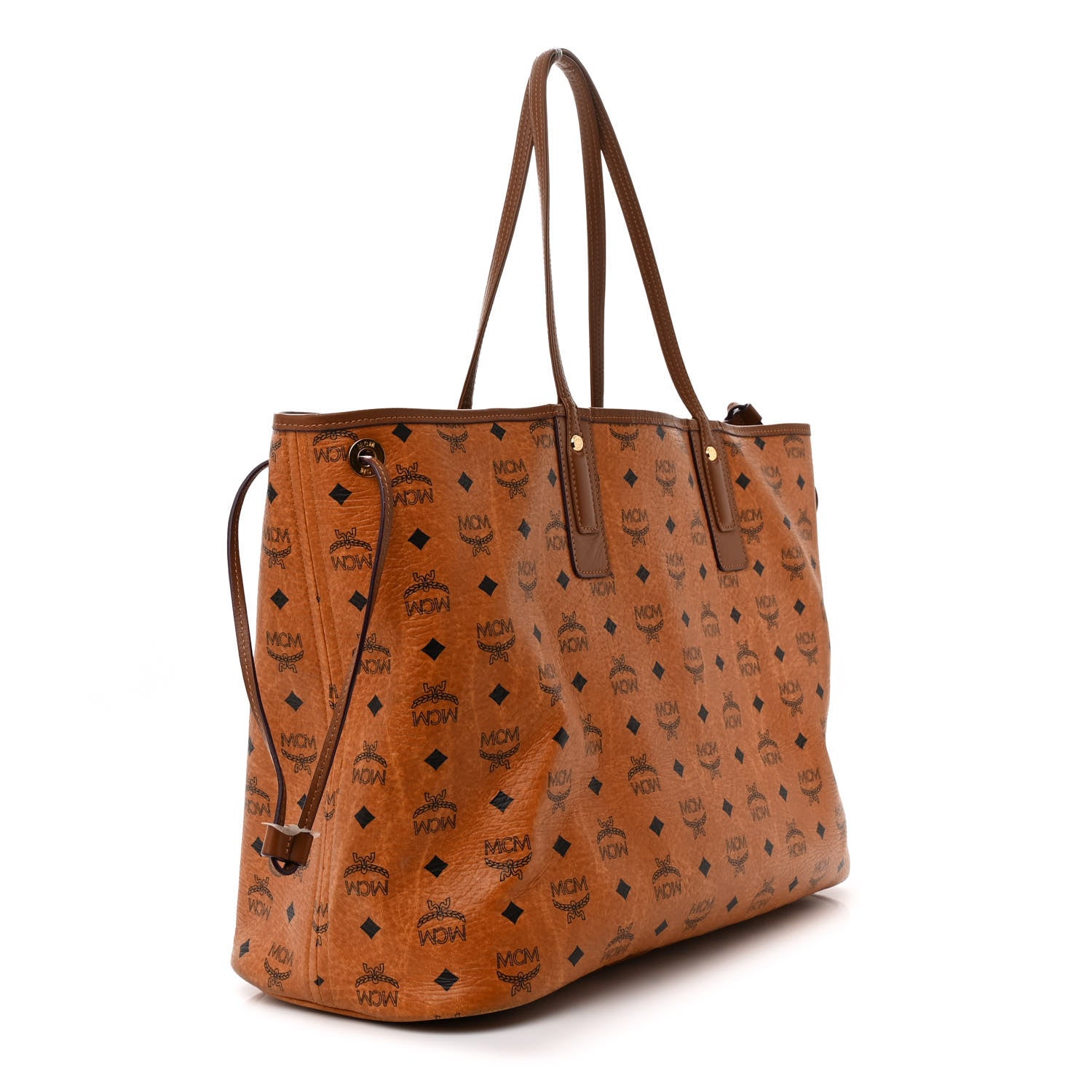 MCM Visetos Large Liz Reversible Shopper Tote Cognac 4 of 15