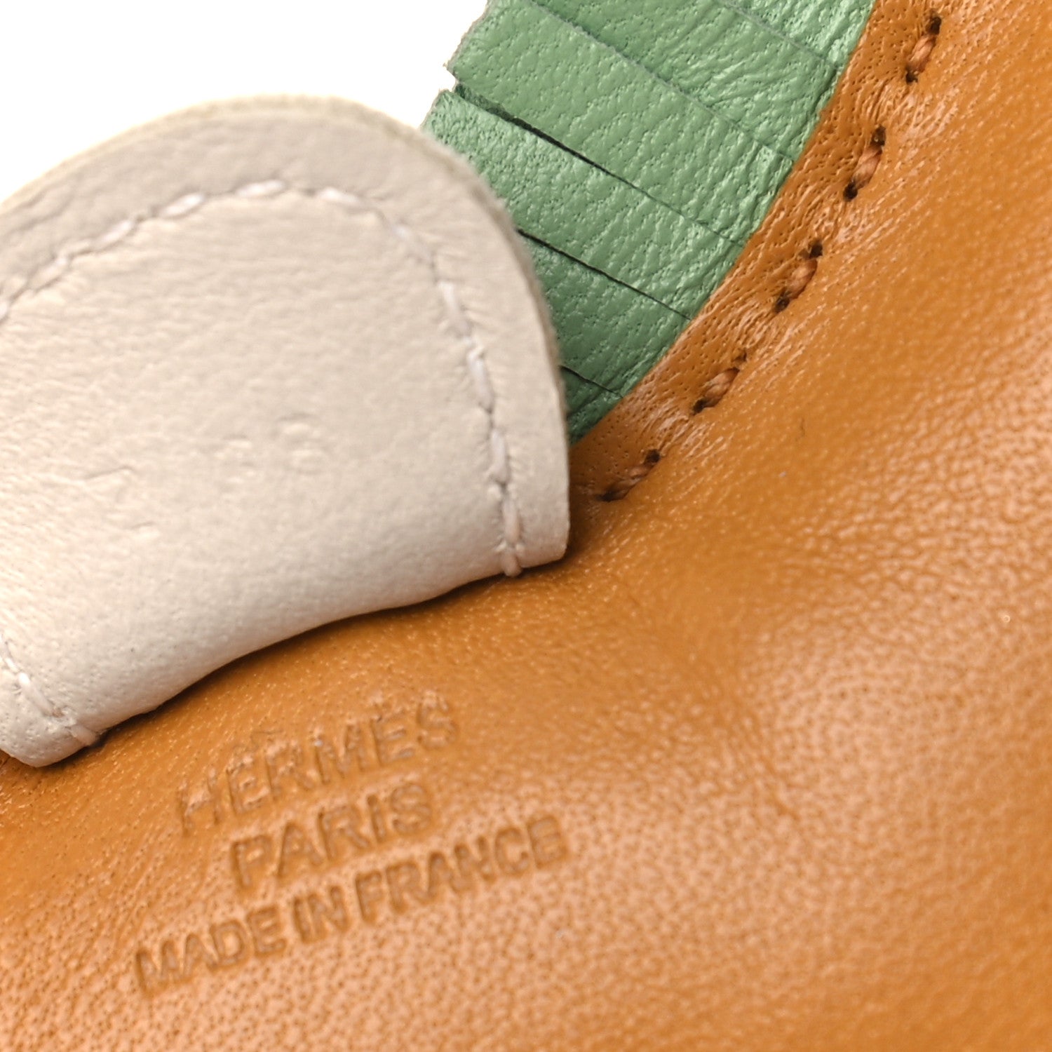Hermes Milo Lambskin Grigri Rodeo Horse Bag Charm PM Sesame Vert Criquet Craie 3 of 3