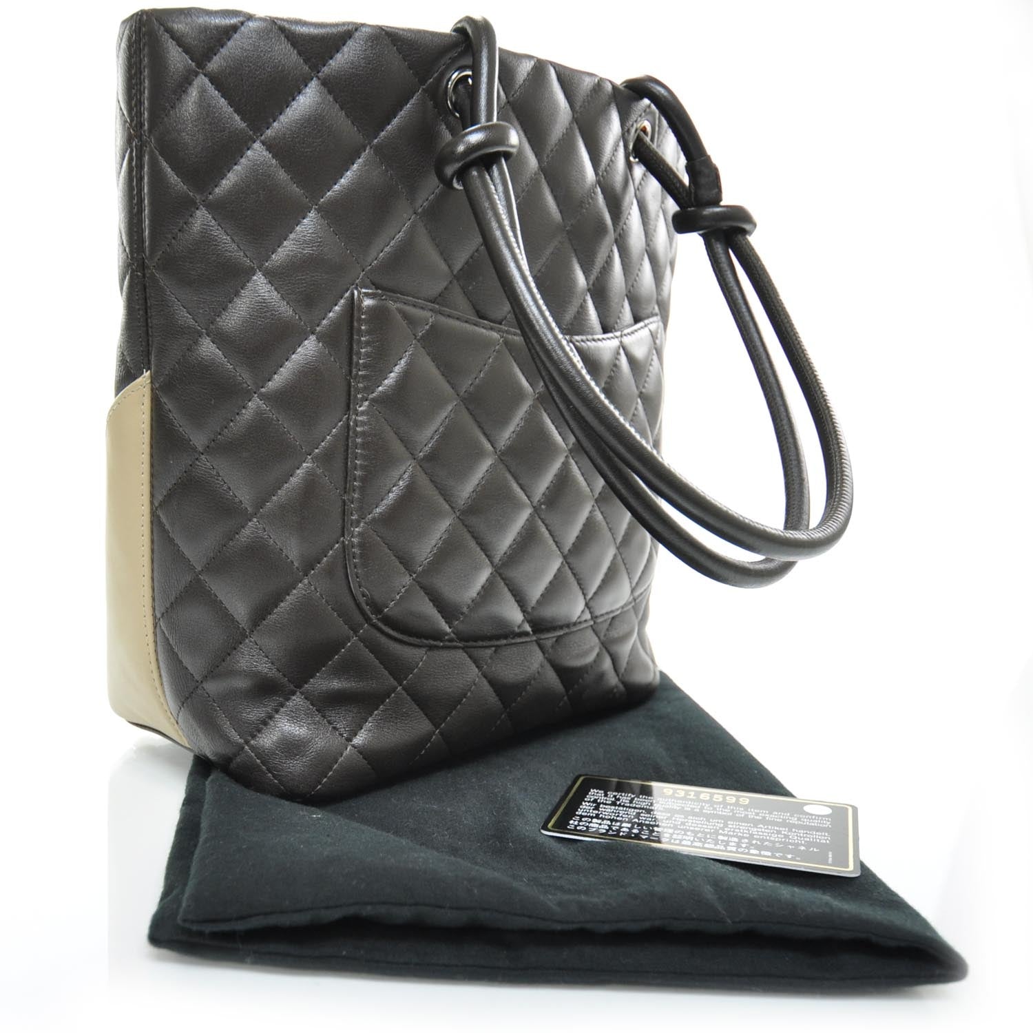 Chanel Calfskin Quilted Medium Cambon Tote Brown Beige 3 of 10