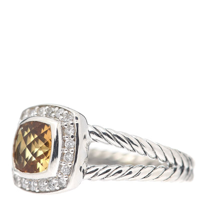 David Yurman Sterling Silver Diamond Citrine 7mm Petite Albion Ring 54 7 3 of 5