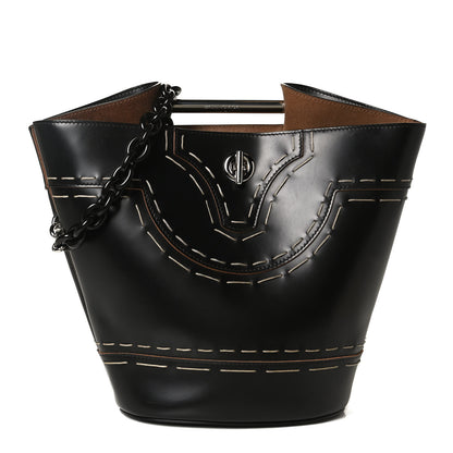 Balenciaga Calfskin Pickstitch Mini Top Handle Bucket Bag Black 1 of 16