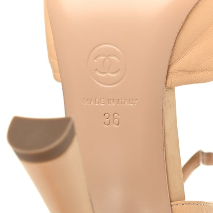 Chanel Lambskin Pearl CC Bow Sandals 36 Beige 7 of 9