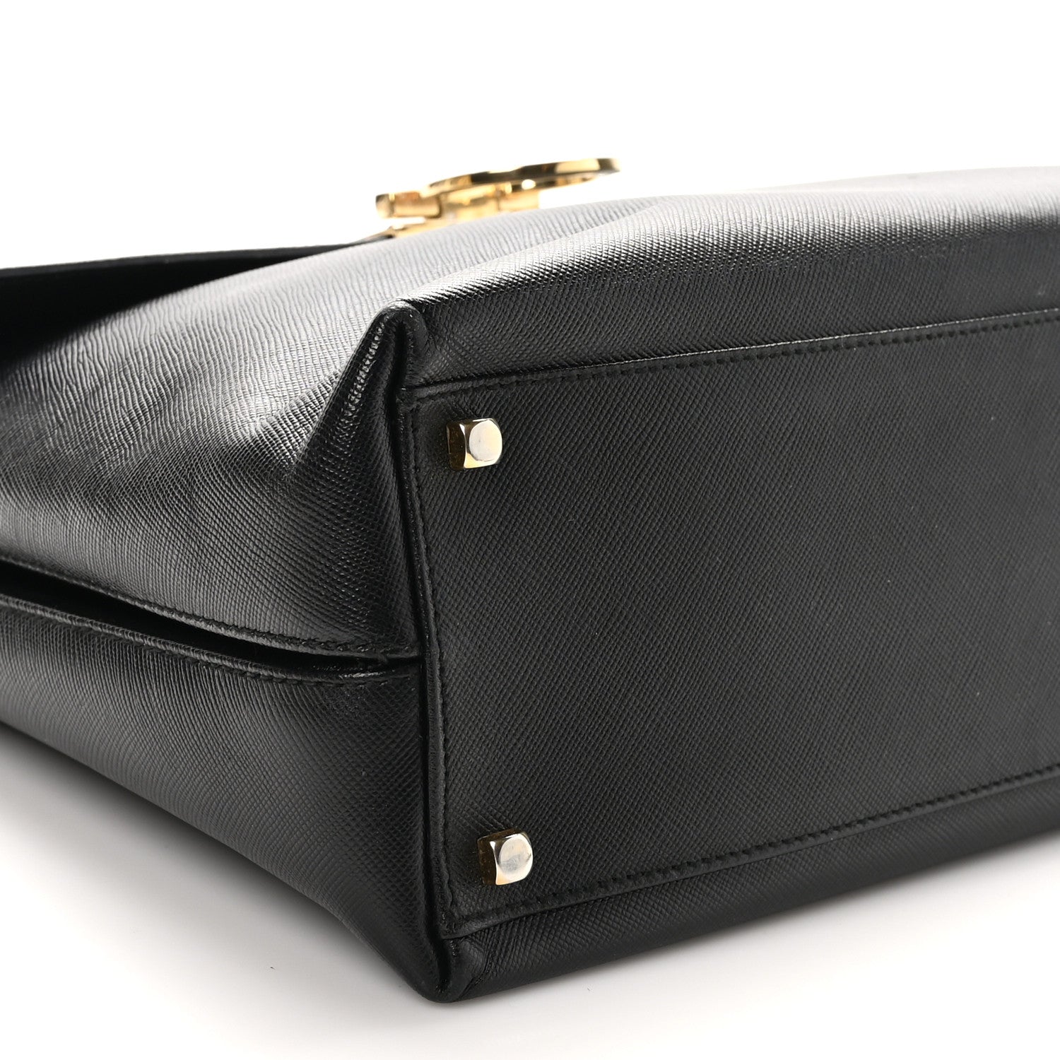 Salvatore Ferragamo Hammered Calfskin Gancini Top Handle Bag Black 8 of 10
