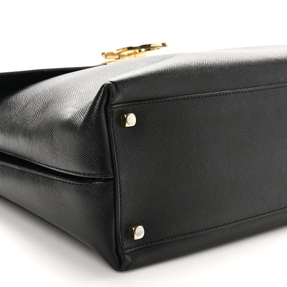 Salvatore Ferragamo Hammered Calfskin Gancini Top Handle Bag Black 8 of 10