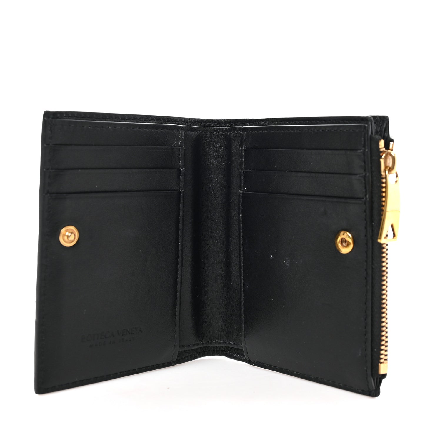 Nappa Intrecciato Bifold Zip Wallet Black