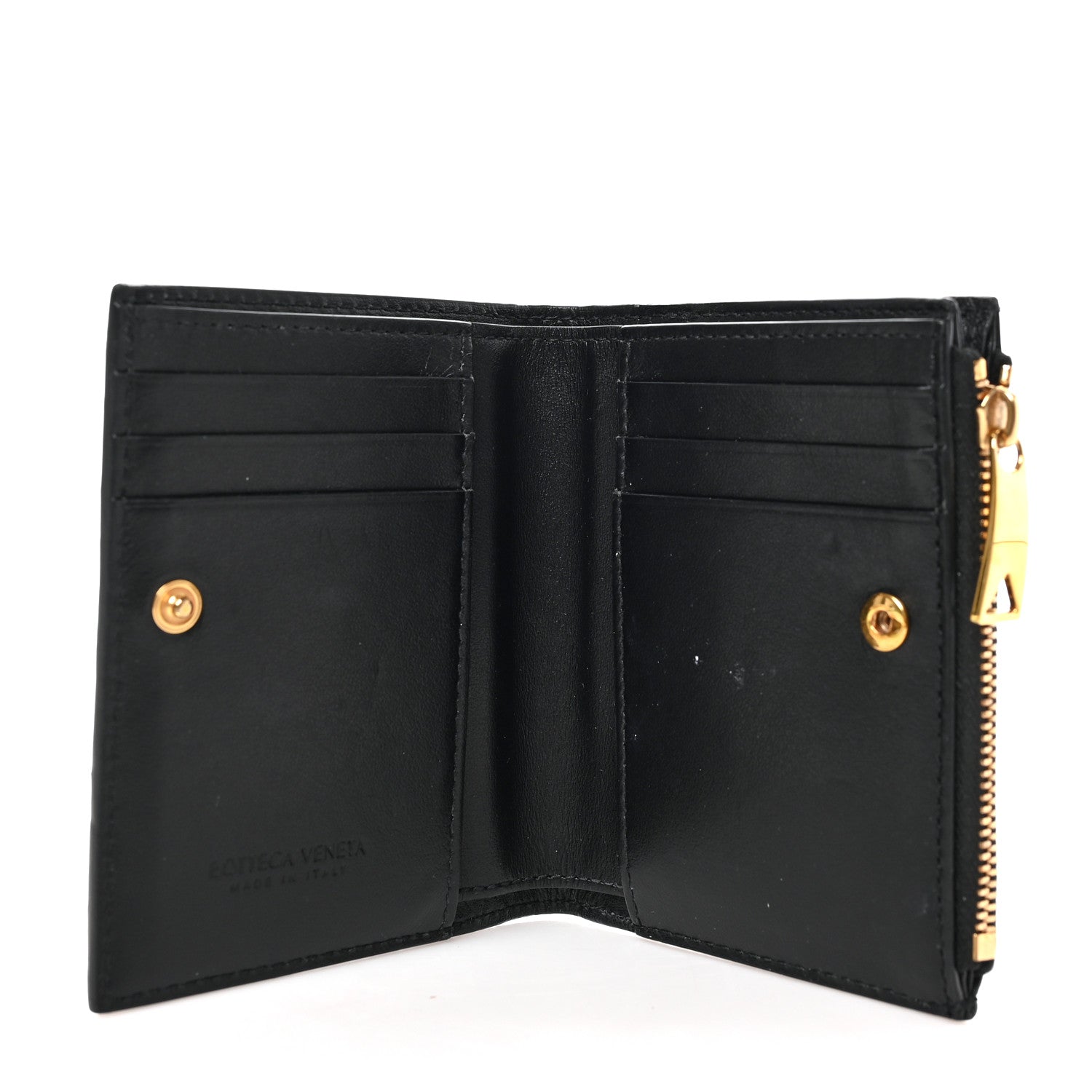 Bottega Veneta Nappa Intrecciato Bifold Zip Wallet Black 5 of 7