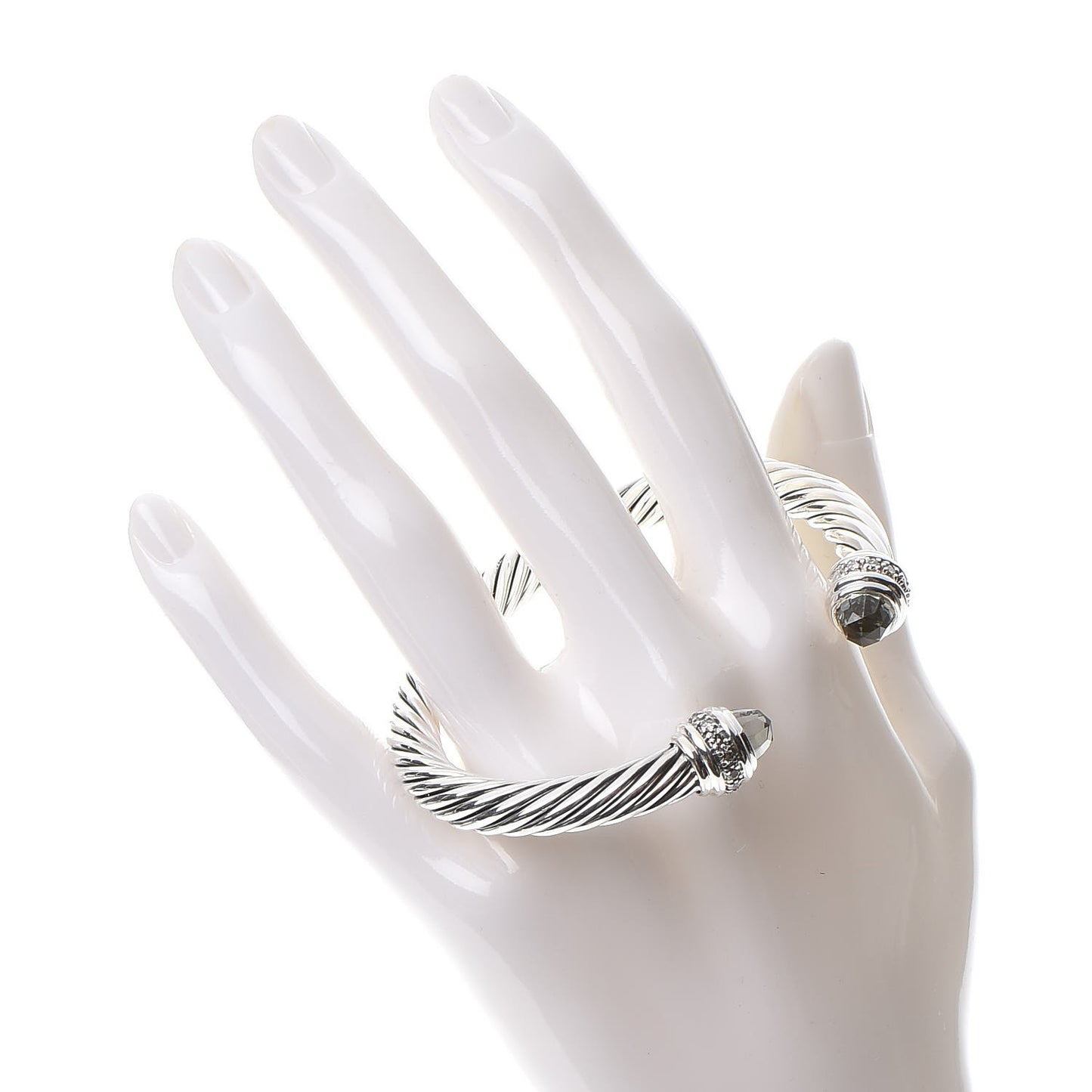 Sterling Silver Diamond Prasiolite 7mm Cable Classics Bracelet