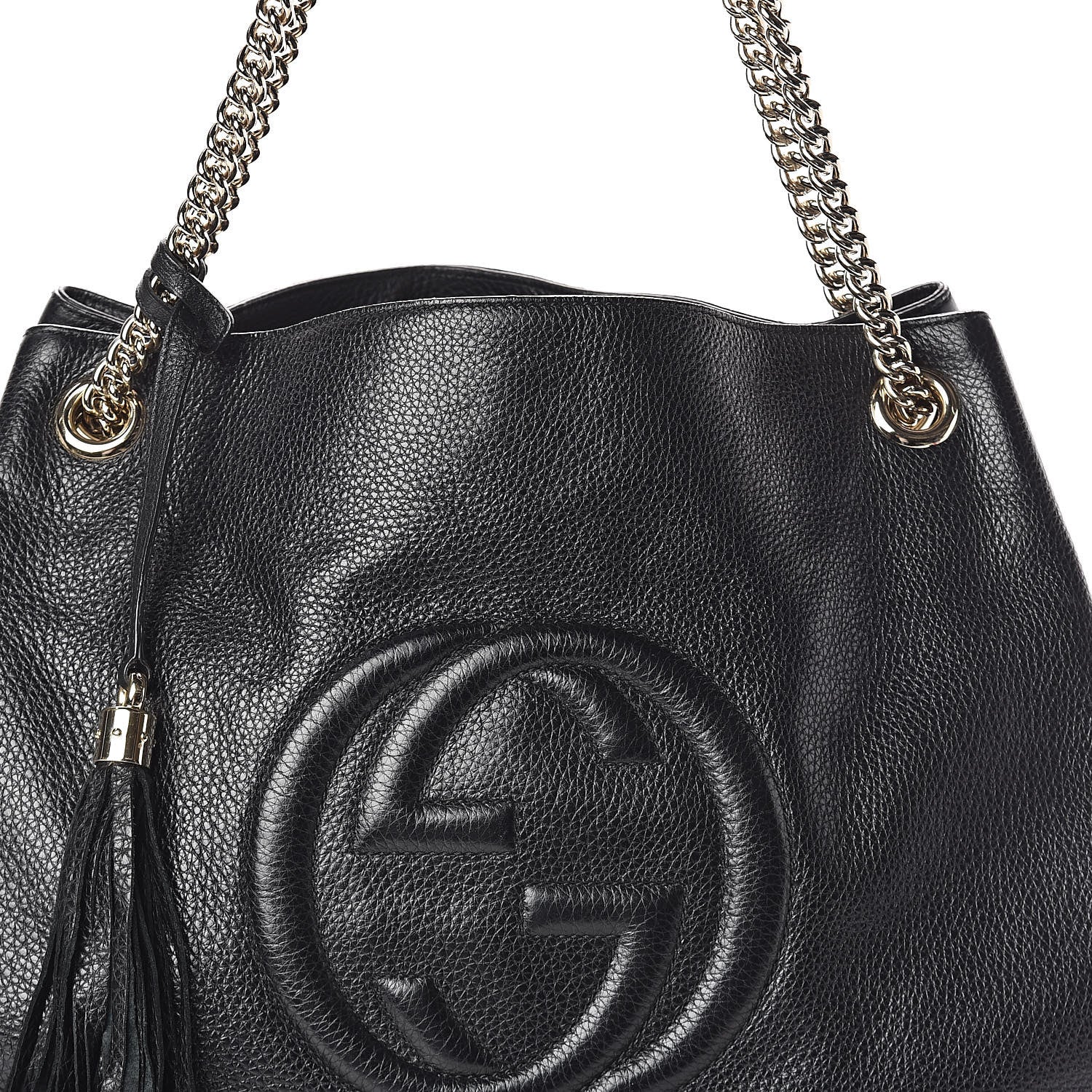 Gucci Pebbled Calfskin Large Soho Chain Shoulder Bag Black 7 of 9