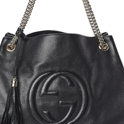 Gucci Pebbled Calfskin Large Soho Chain Shoulder Bag Black 7 of 9