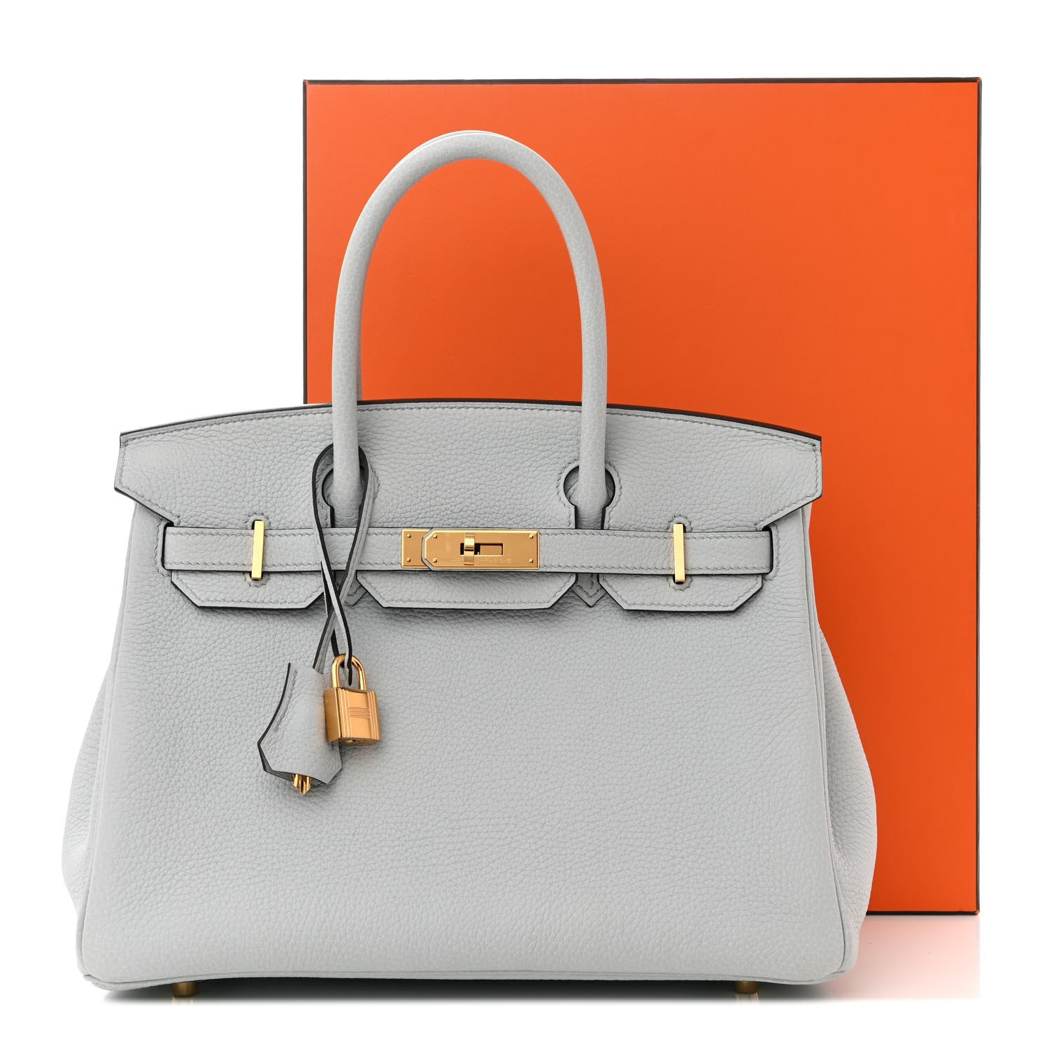 Hermes Taurillon Clemence Birkin 30 Bleu Pale 12 of 12