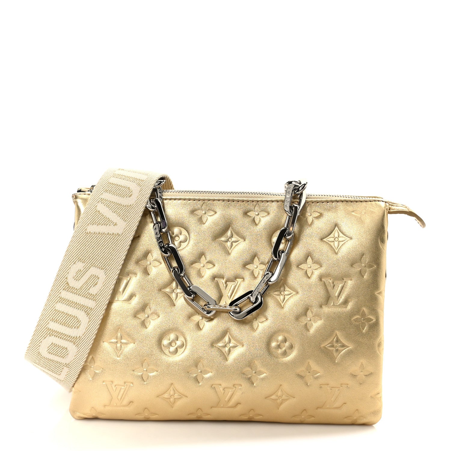 Louis Vuitton Lambskin Embossed Monogram Coussin PM Gold 1 of 11