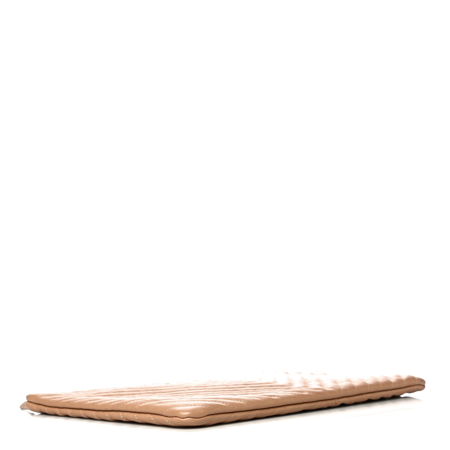 Chanel Crumpled Calfskin Chevron Quilted Large Cosmetic Case Beige 4 of 14