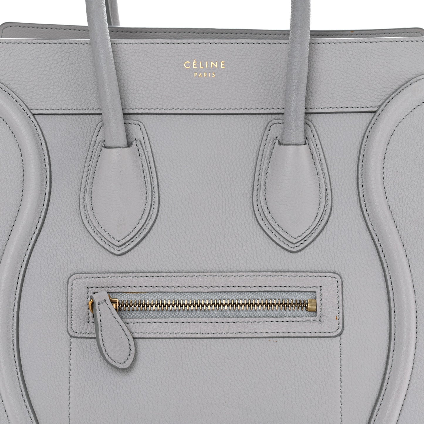 Drummed Calfskin Micro Luggage Light Grey