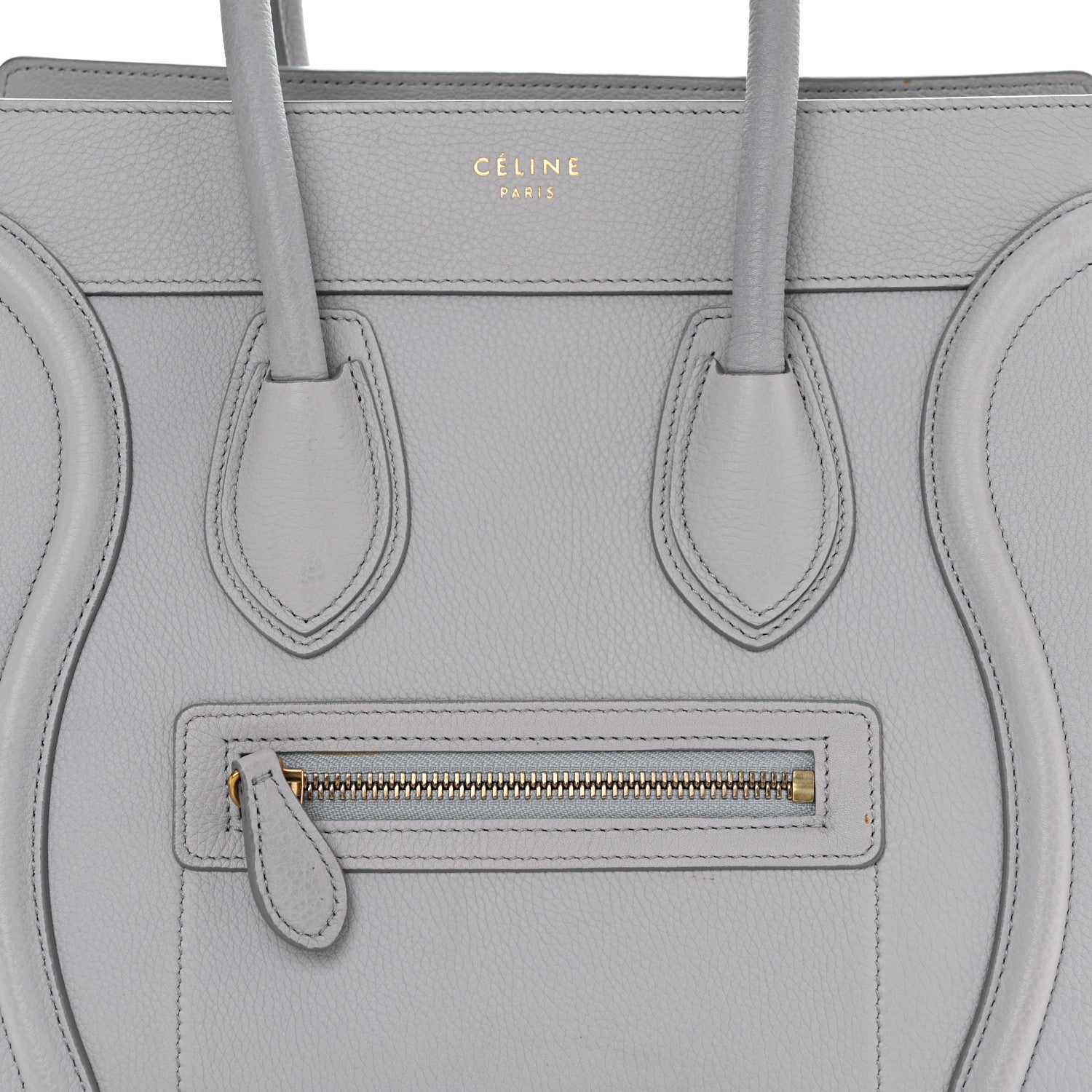 Celine Drummed Calfskin Micro Luggage Light Grey 8 of 11