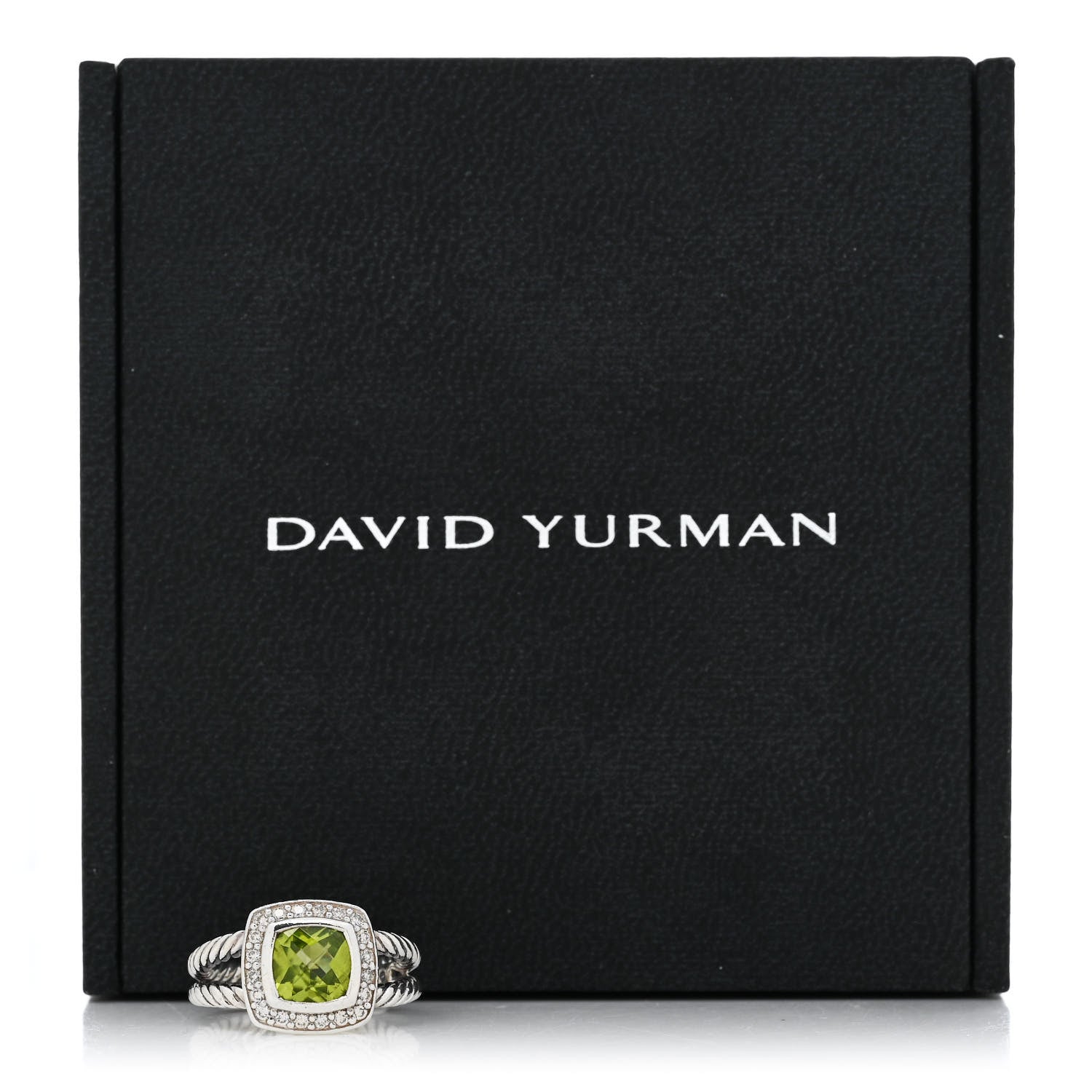David Yurman Sterling Silver Diamond Peridot 7mm Petite Albion Ring 49 5 6 of 6