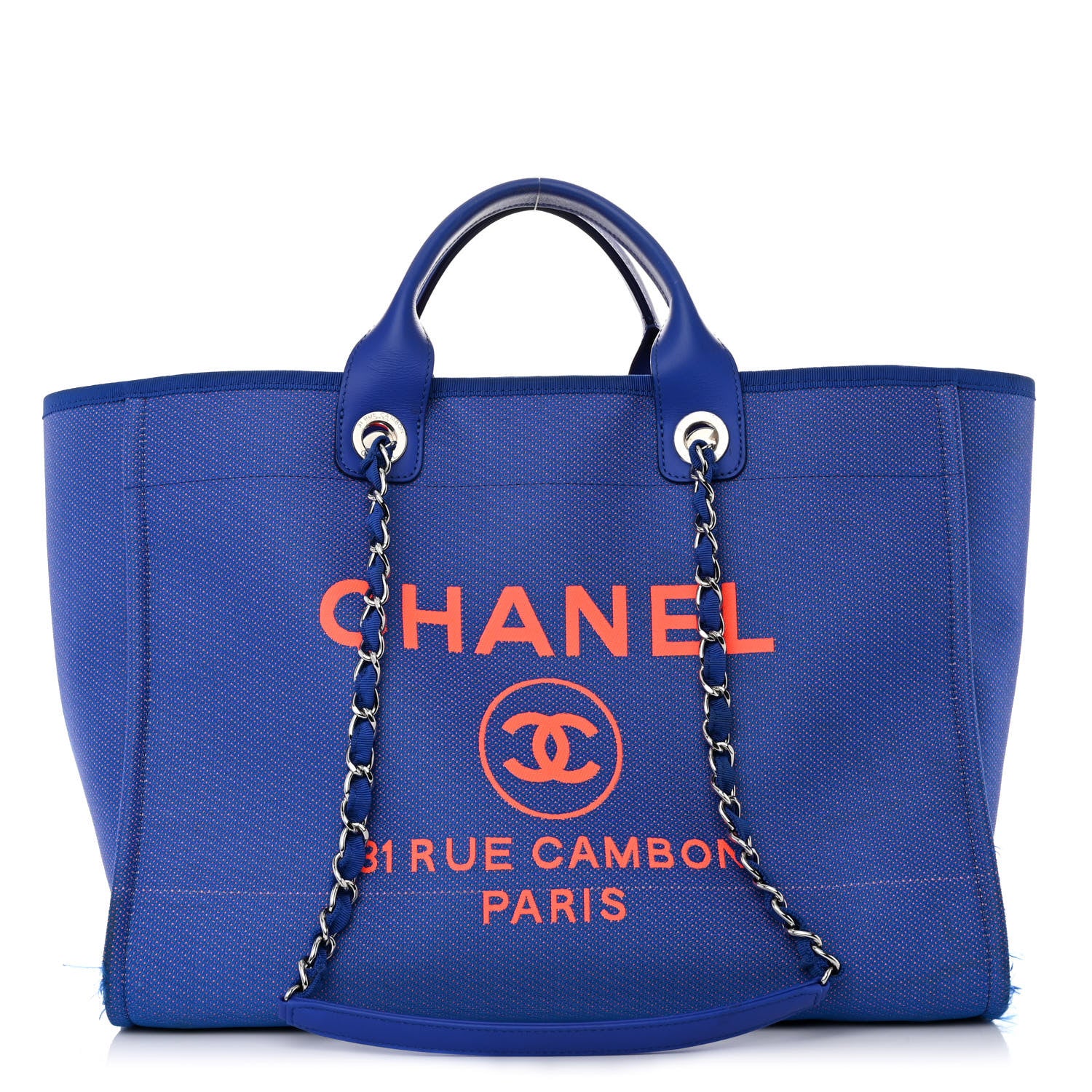 Chanel Mixed Fibers Medium Deauville Tote Blue Orange 3 of 14