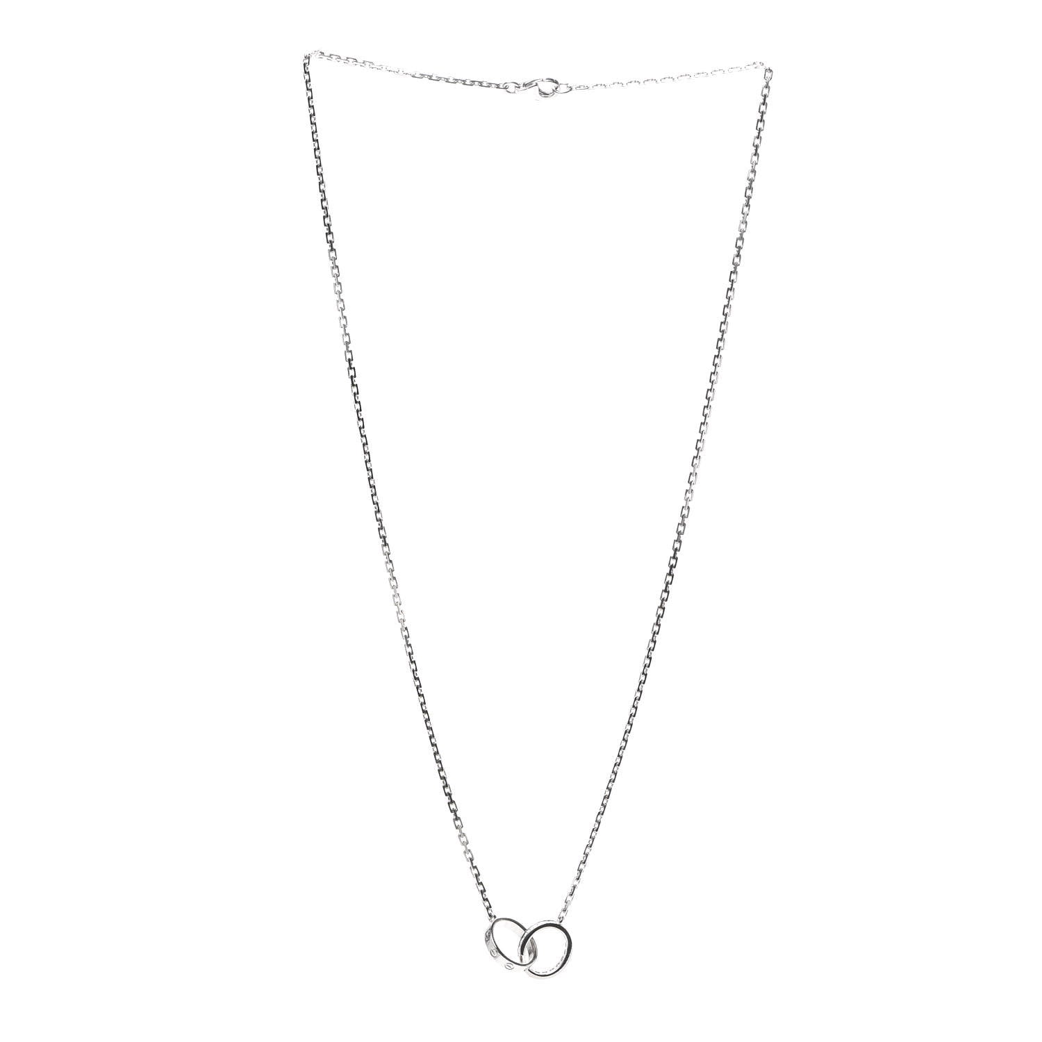 Cartier 18K White Gold Diamond Interlocking LOVE Necklace 3 of 6