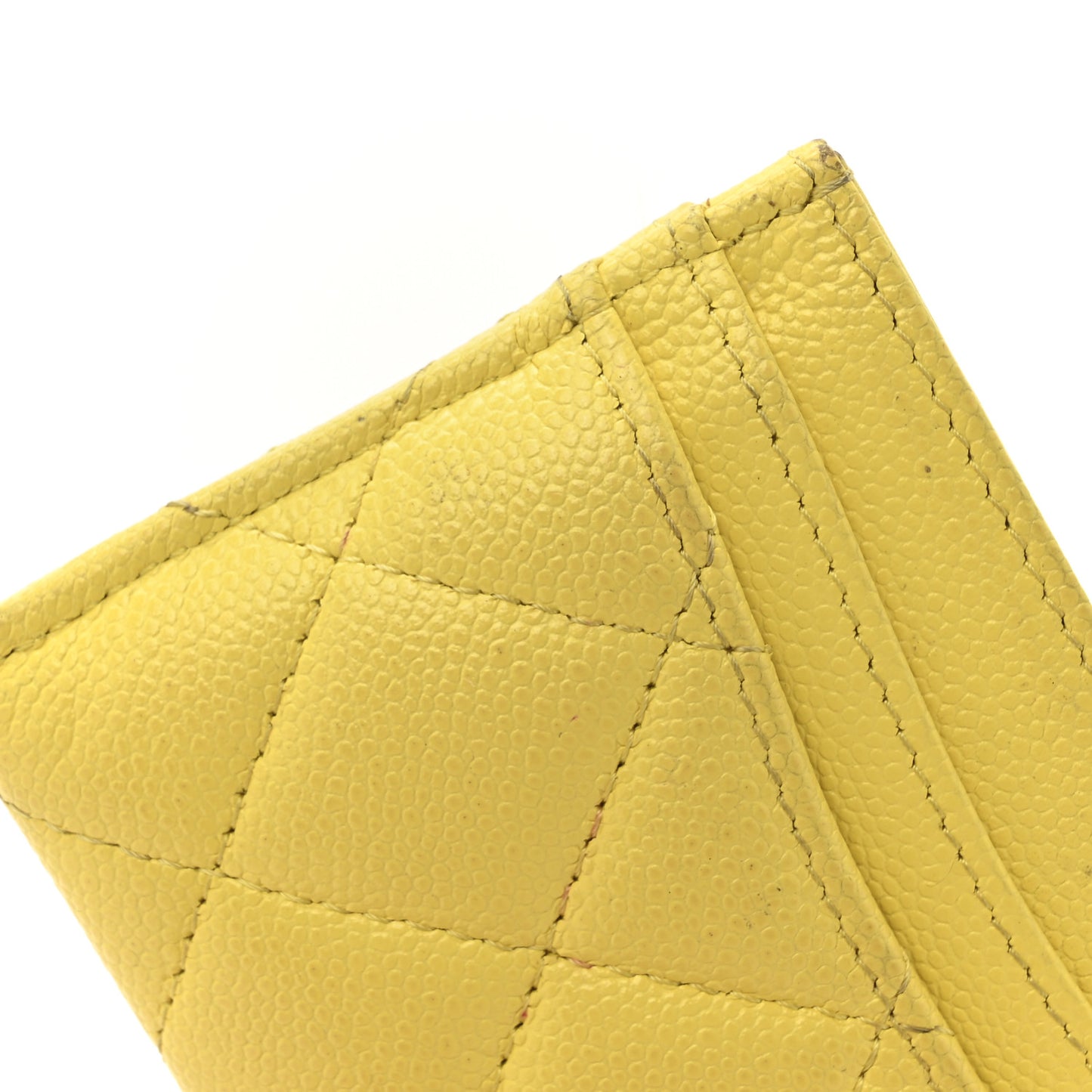 Caviar Quilted Card Holder Yellow