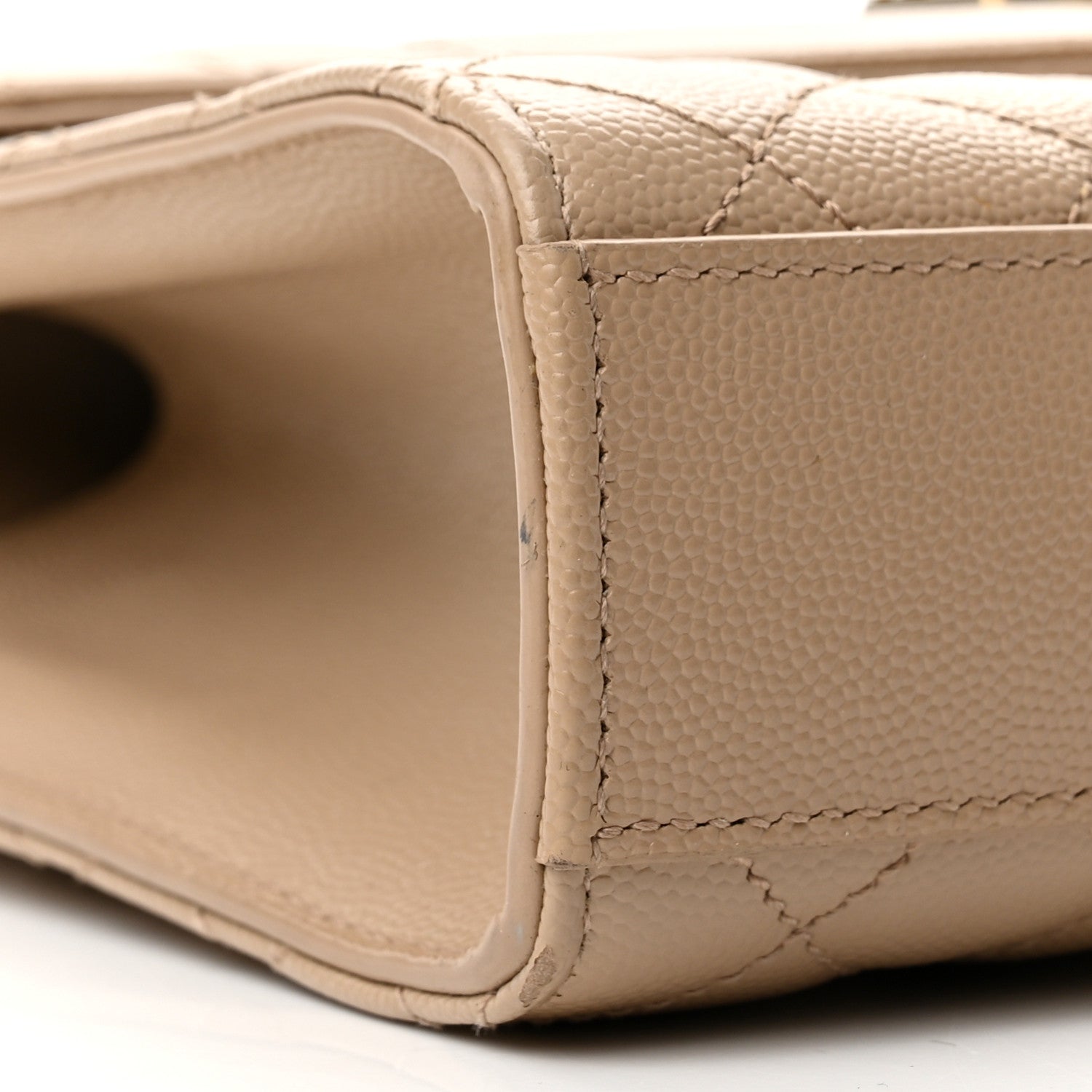 Saint Laurent Grain De Poudre Textured Mixed Matelasse Medium Triquilt Monogram Satchel Dark Beige 8 of 13