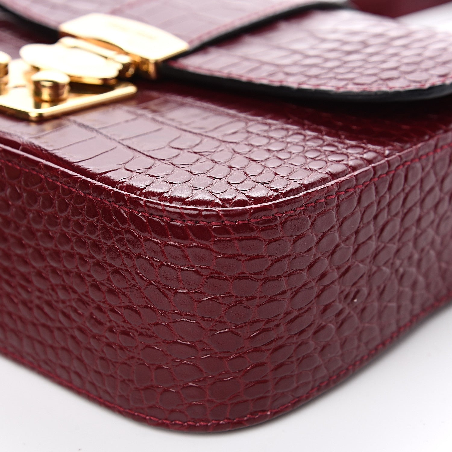 Miu Miu Crocodile Print Calfskin Top Handle Bag Rubino 7 of 8
