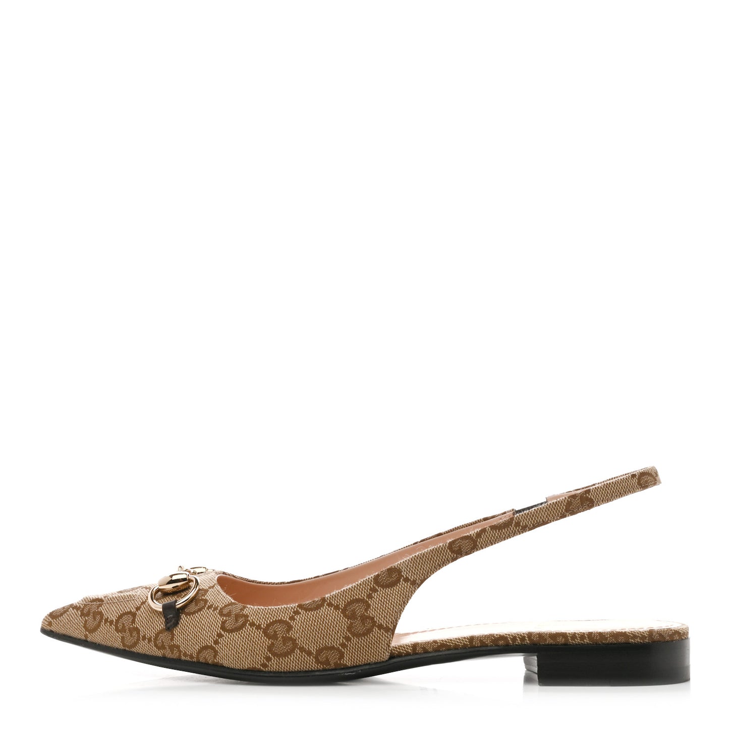 Monogram Horsebit Womens Slingback Ballet Flat 38 Beige Ebony Cocoa
