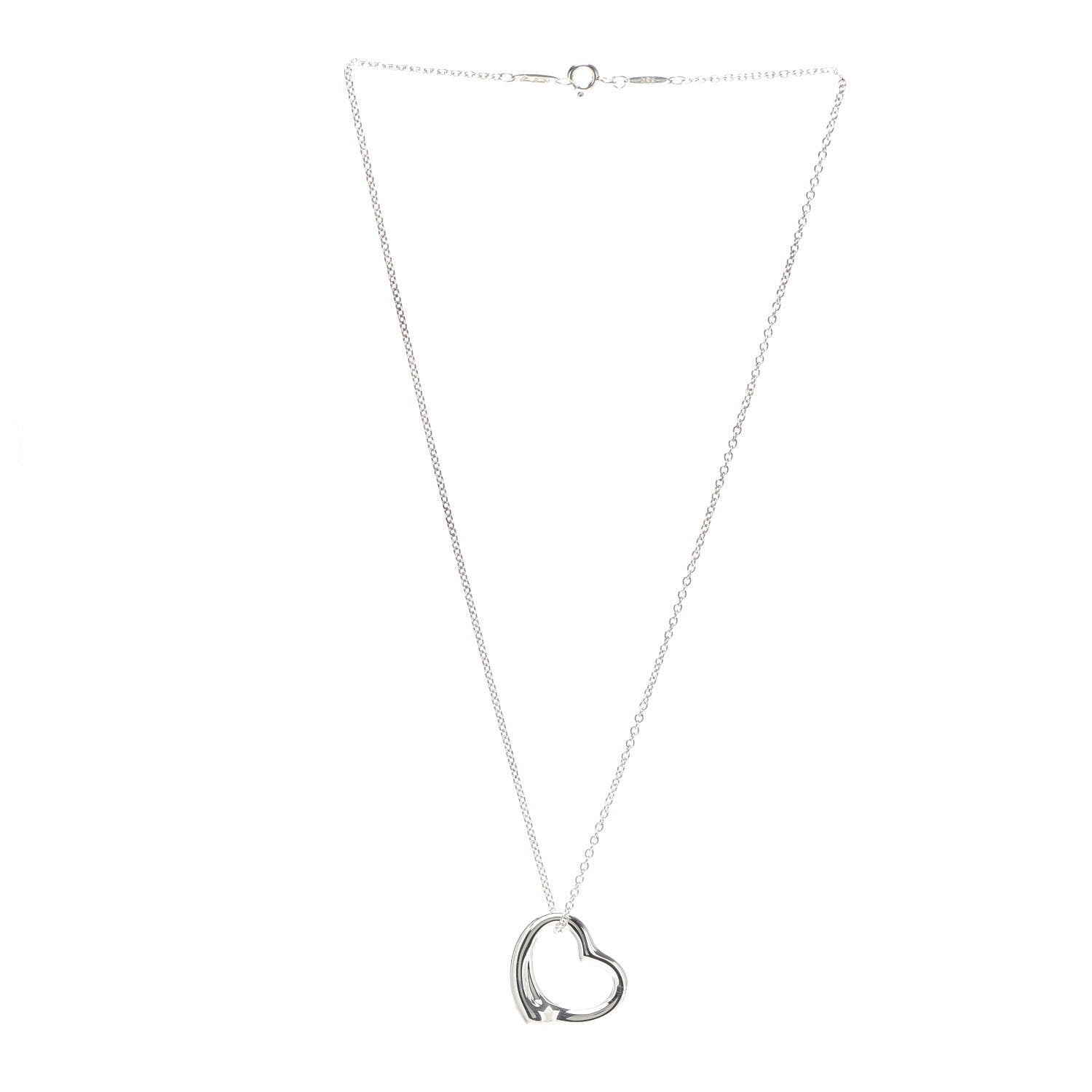 Tiffany Sterling Silver 22mm Elsa Peretti Open Heart Pendant Necklace 3 of 6