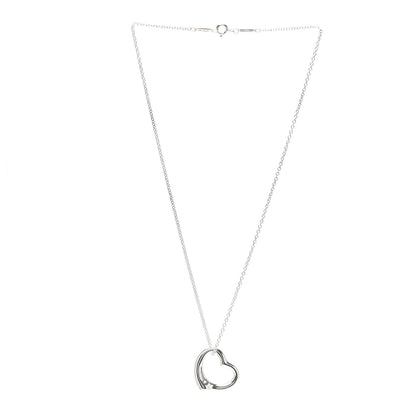 Tiffany Sterling Silver 22mm Elsa Peretti Open Heart Pendant Necklace 3 of 6