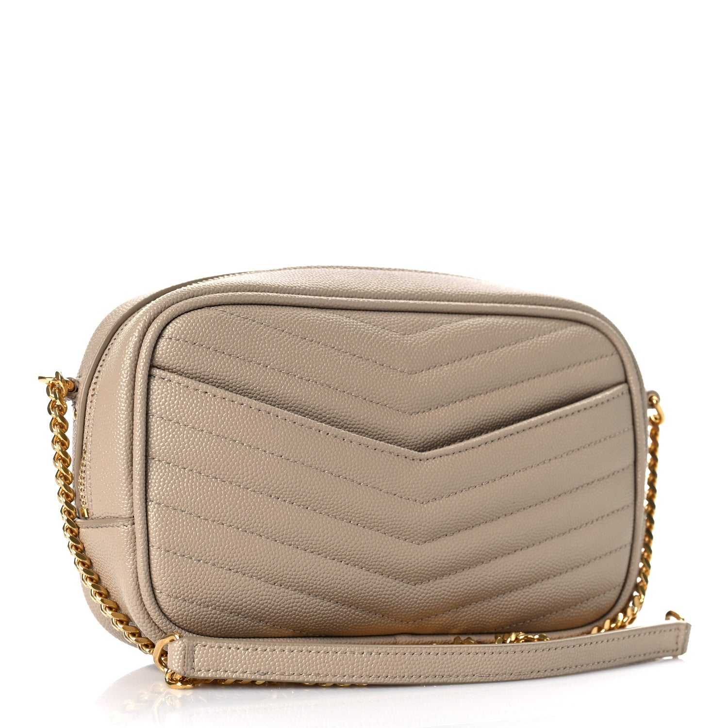 Saint Laurent Grain De Poudre Matelasse Monogram Mini Lou Camera Bag Dark Beige 3 of 10