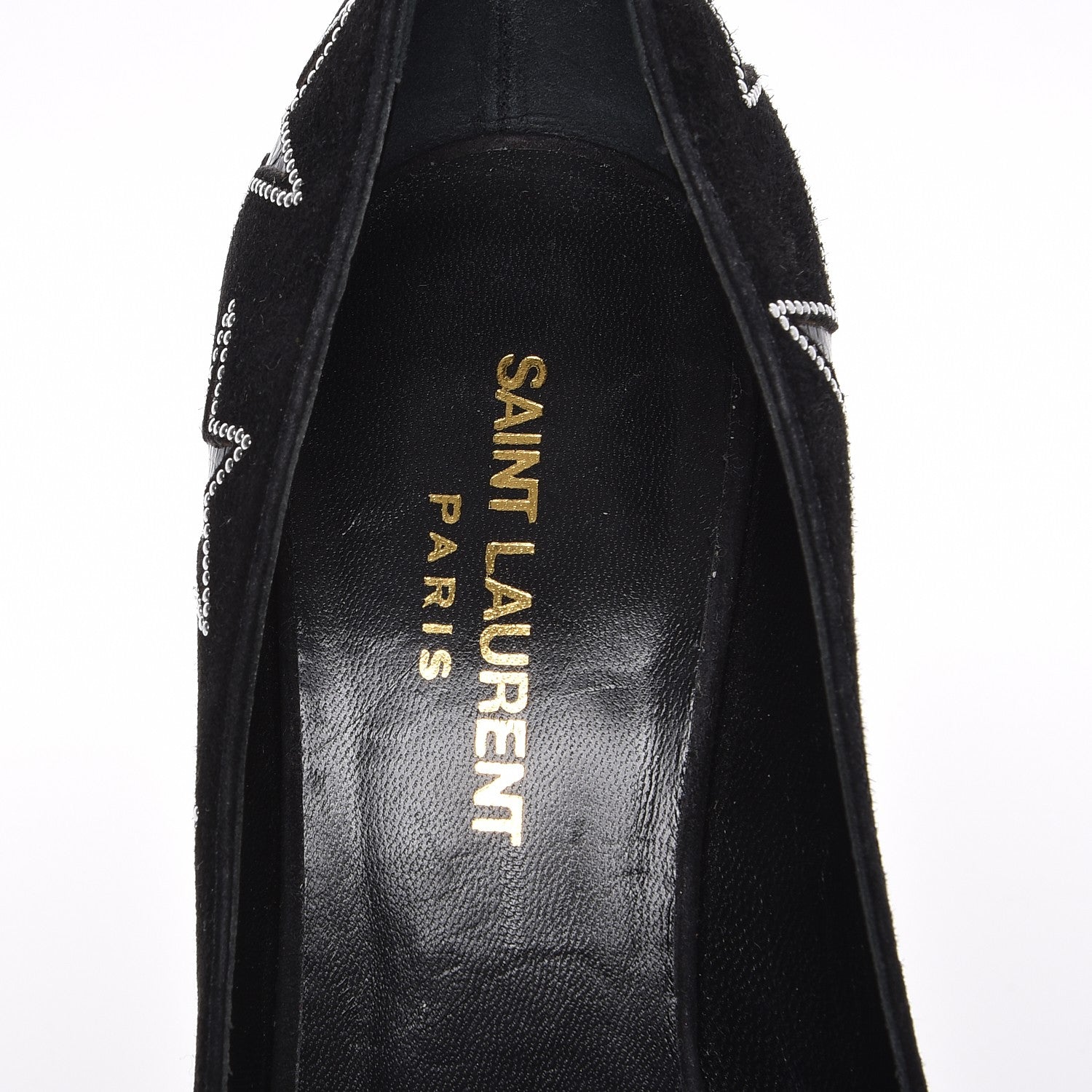 Saint Laurent Suede Star Janis 105 Platform Pumps 38 Black 7 of 7