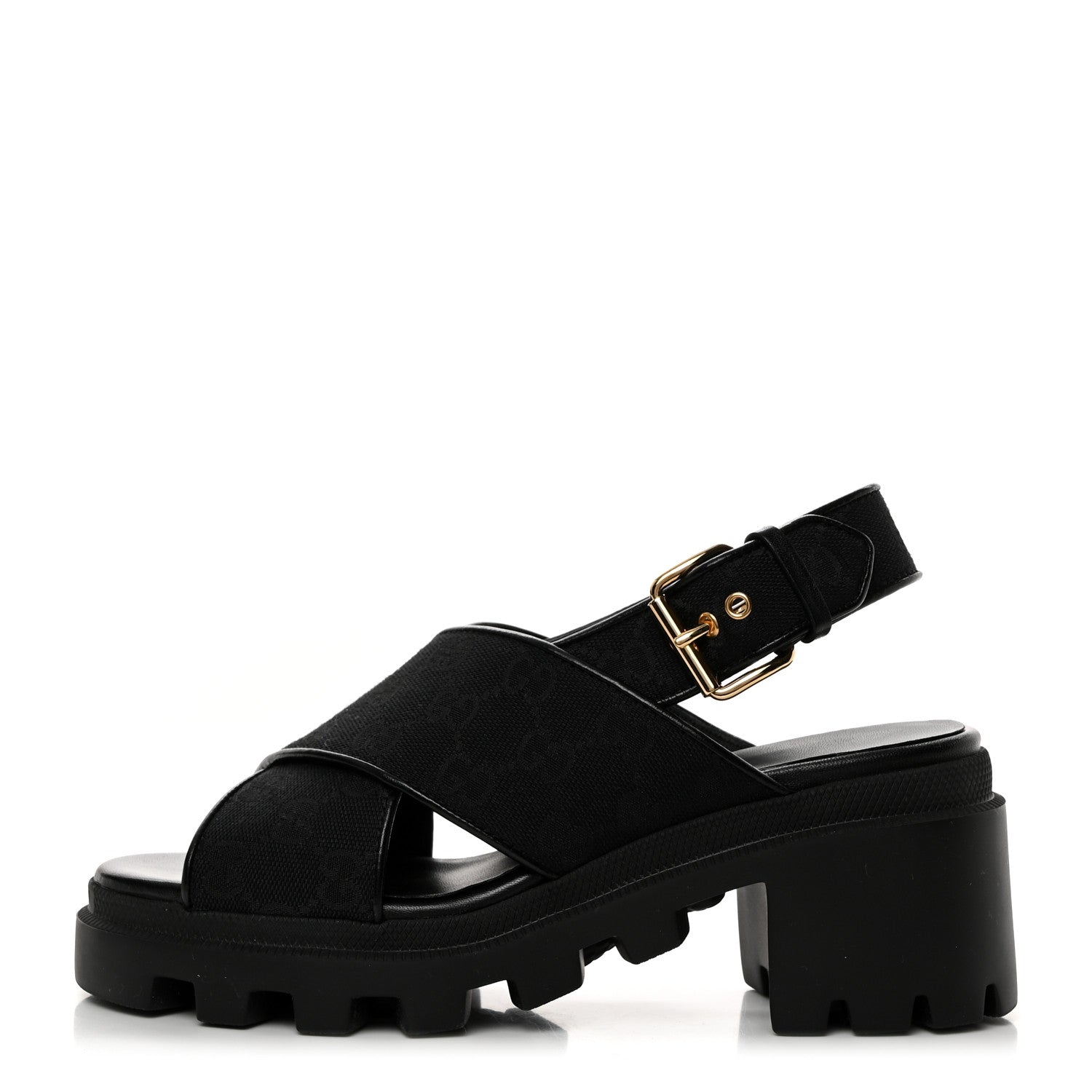 Gucci Monogram Granada Kid Trip 40/72mm Lug Sole Sandals 37.5 Black 1 of 9