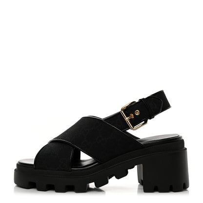 Gucci Monogram Granada Kid Trip 40/72mm Lug Sole Sandals 37.5 Black 1 of 9