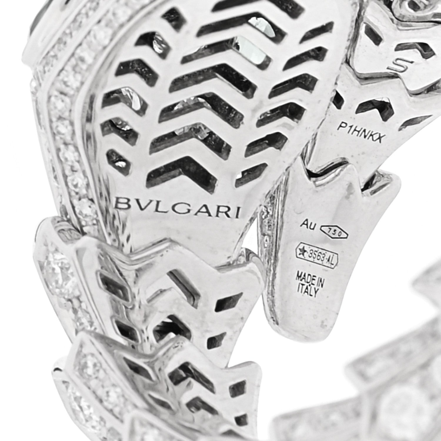 Bulgari 18K White Gold Diamond Emerald Serpenti Pave Ring S 5 of 6
