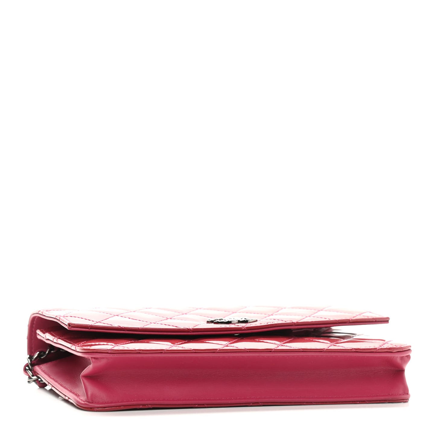 Patent Quilted Brilliant Wallet On Chain WOC Dark Pink