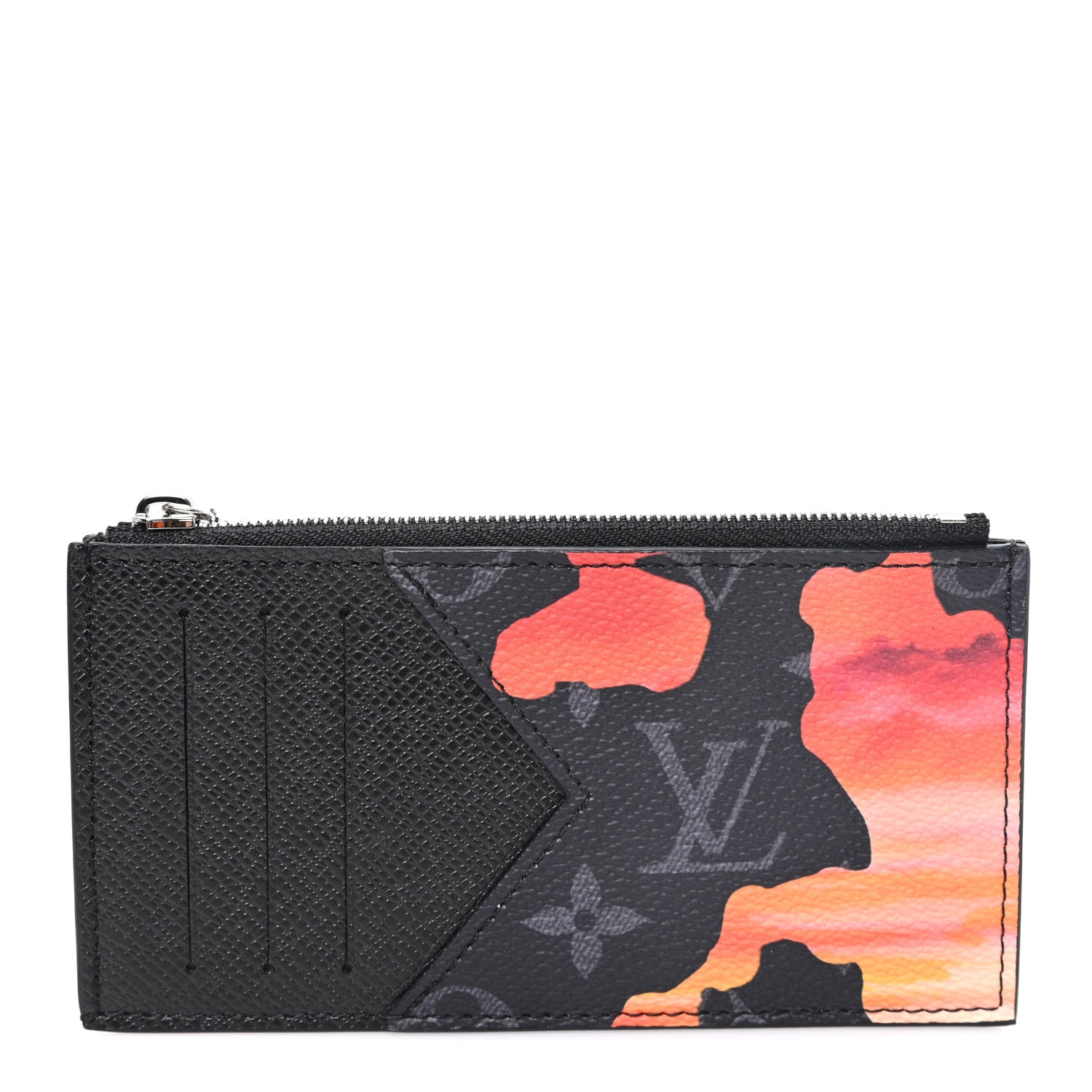 Louis Vuitton Monogram Eclipse Sunset Taiga Coin Card Holder 1 of 6