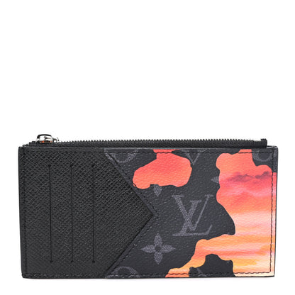 Louis Vuitton Monogram Eclipse Sunset Taiga Coin Card Holder 1 of 6