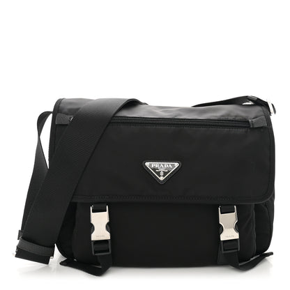 Prada Nylon Vela Double Snap Buckle Messenger Bag Black 1 of 10