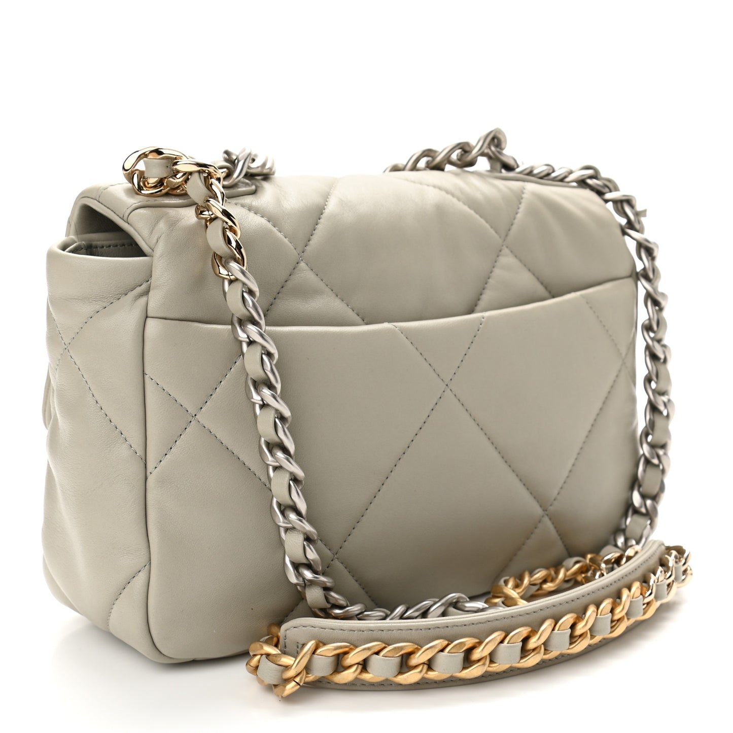 Lambskin Quilted Medium Chanel 19 Flap Grey