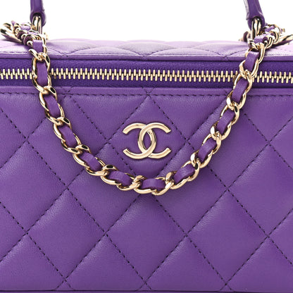 Chanel Lambskin Quilted Small Top Handle Vanity Case With Chain Purple 8 of 12