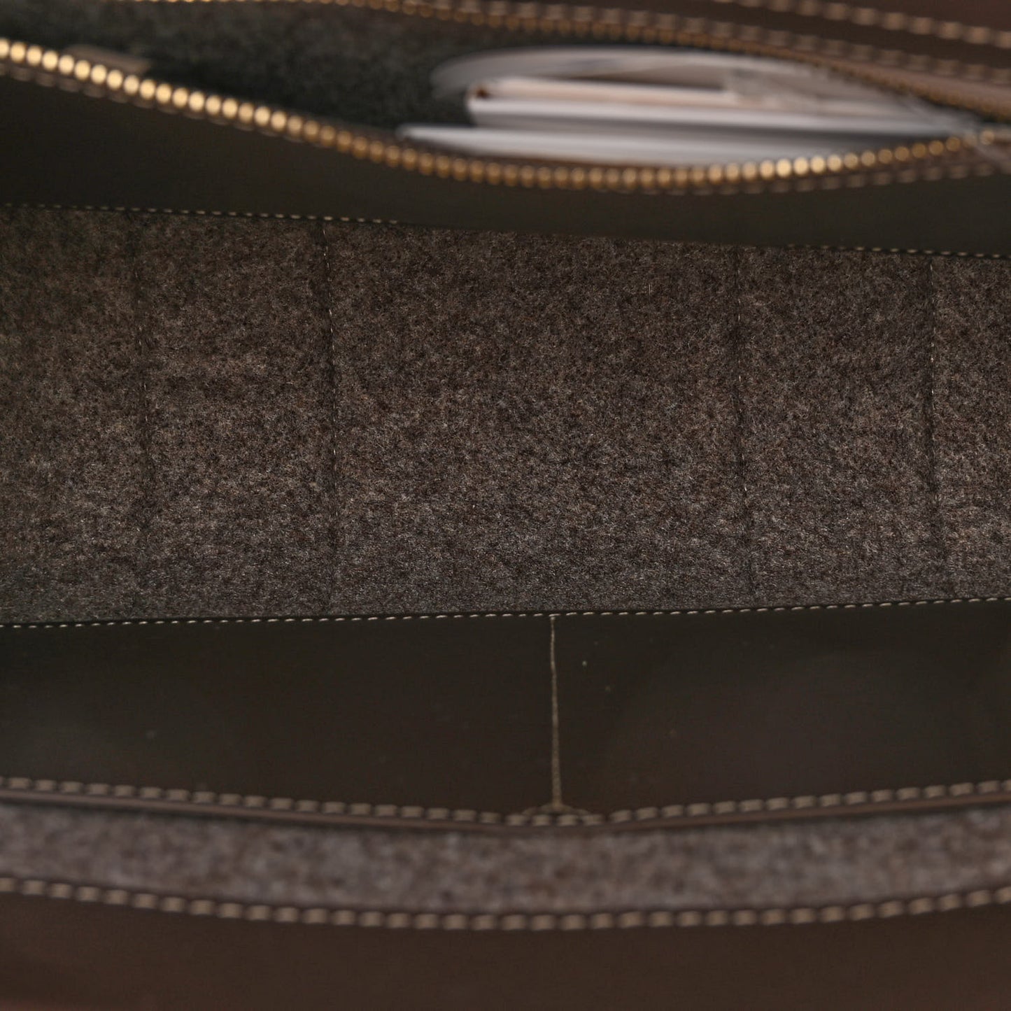 Felt Calfskin Medium Woody Ribbon Tote Deep Beige
