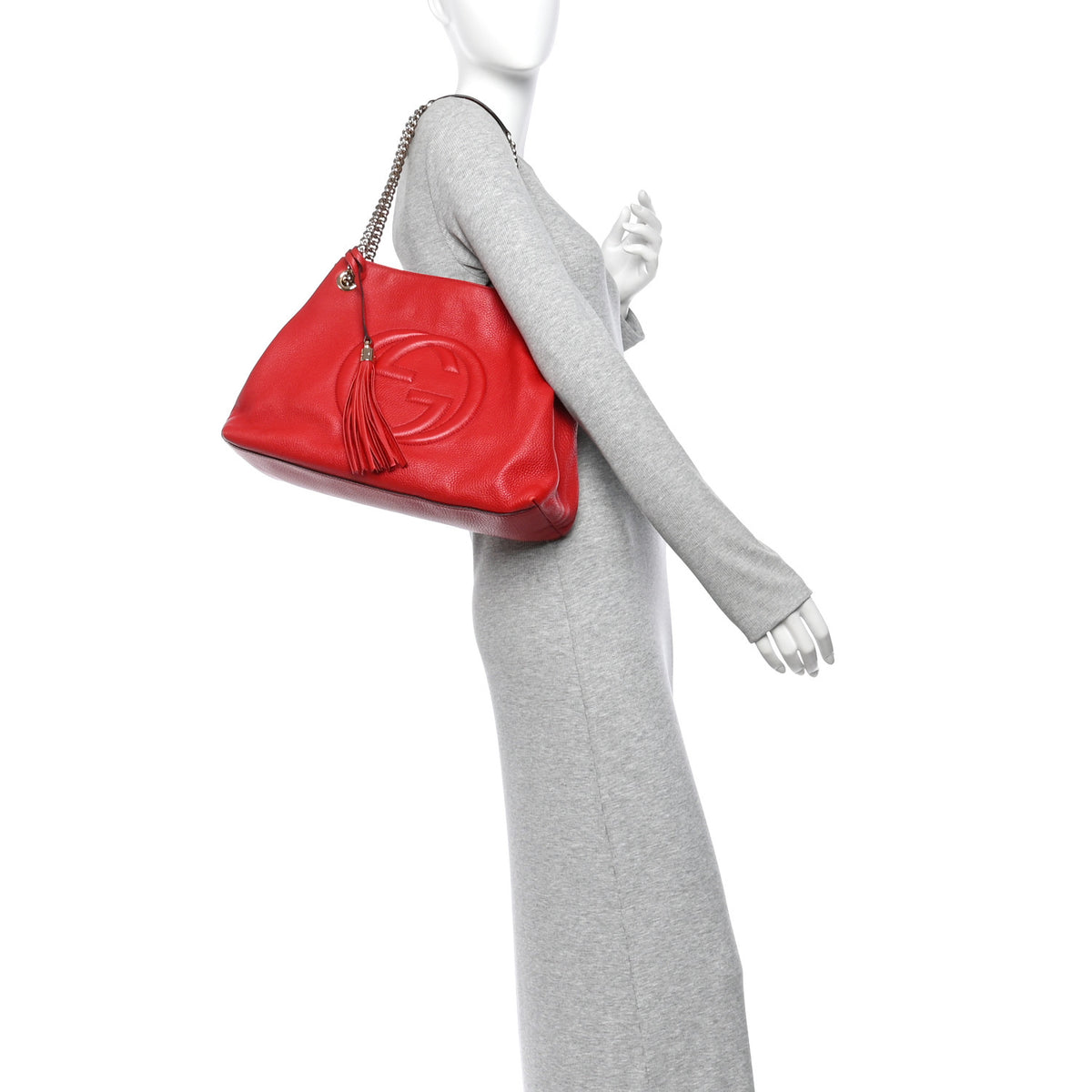 Cellarius Calfskin Medium Soho Chain Shoulder Bag Vibrant Red