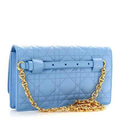 Christian Dior Supple Calfskin Cannage Caro Belt Pouch with Chain Cornflower 2 of 8
