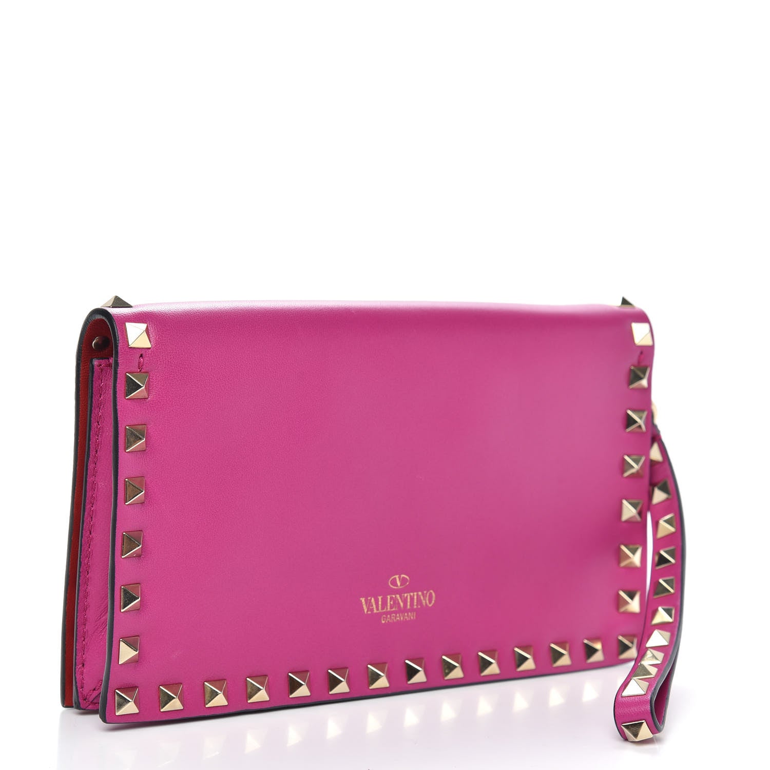 Valentino Garavani Nappa Small Rockstud Wristlet Clutch Fuxia 3 of 8