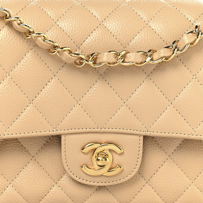 Chanel Caviar Quilted Medium Double Flap Beige 8 of 11