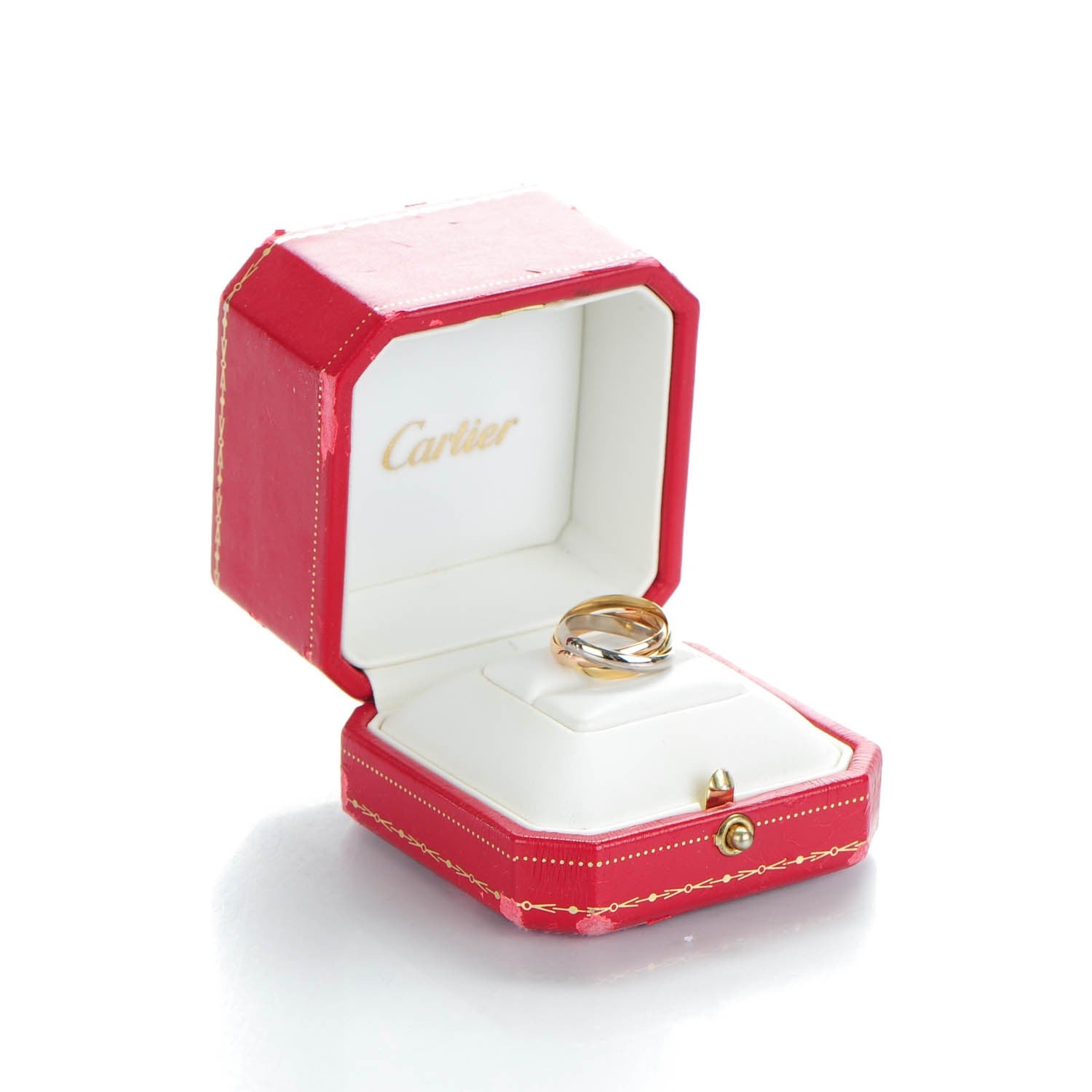 Cartier 18K Pink Yellow White Gold Small Trinity Ring 48 4.5 6 of 6