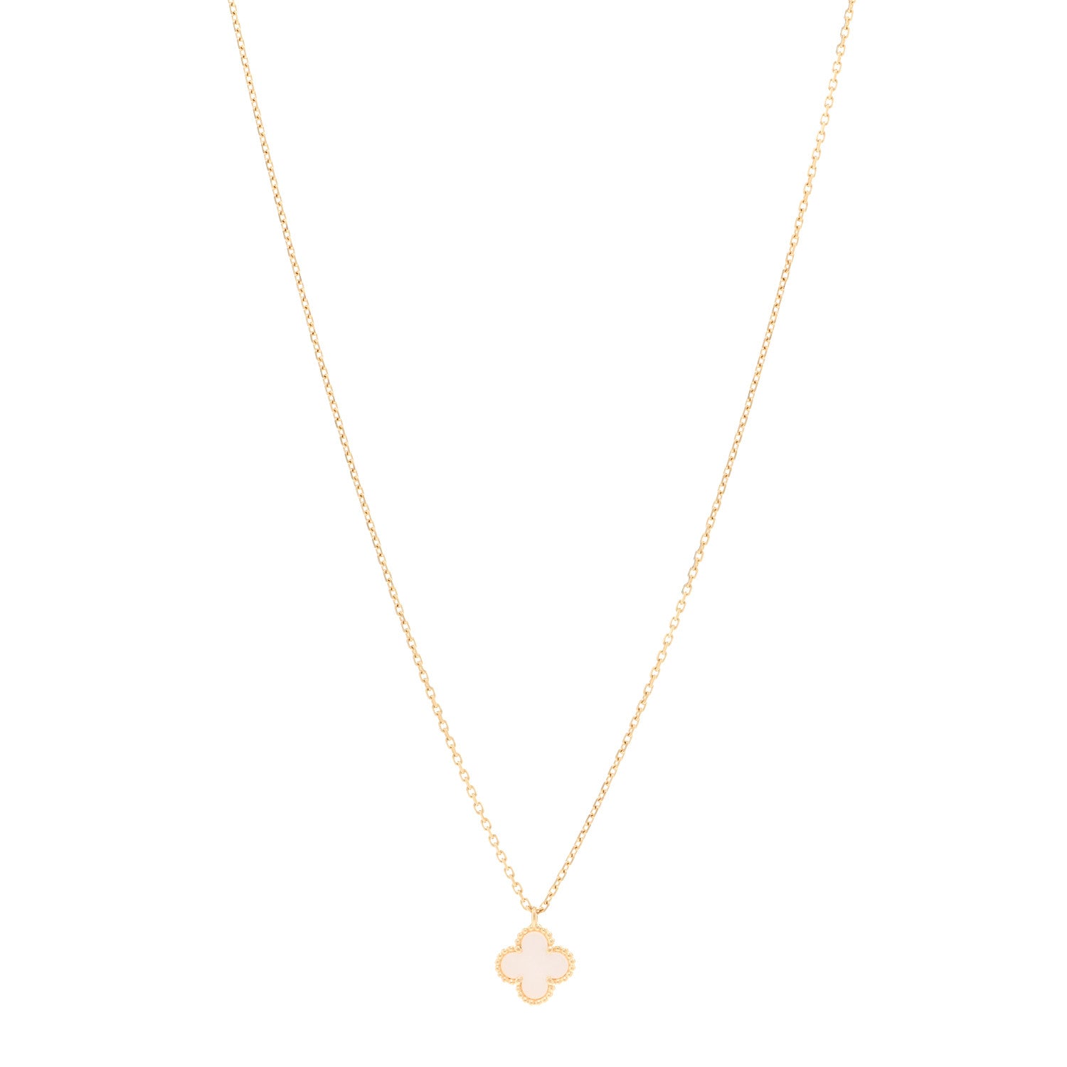 Van Cleef & Arpels 18K Yellow Gold Mother of Pearl Sweet Alhambra Pendant Necklace 1 of 5