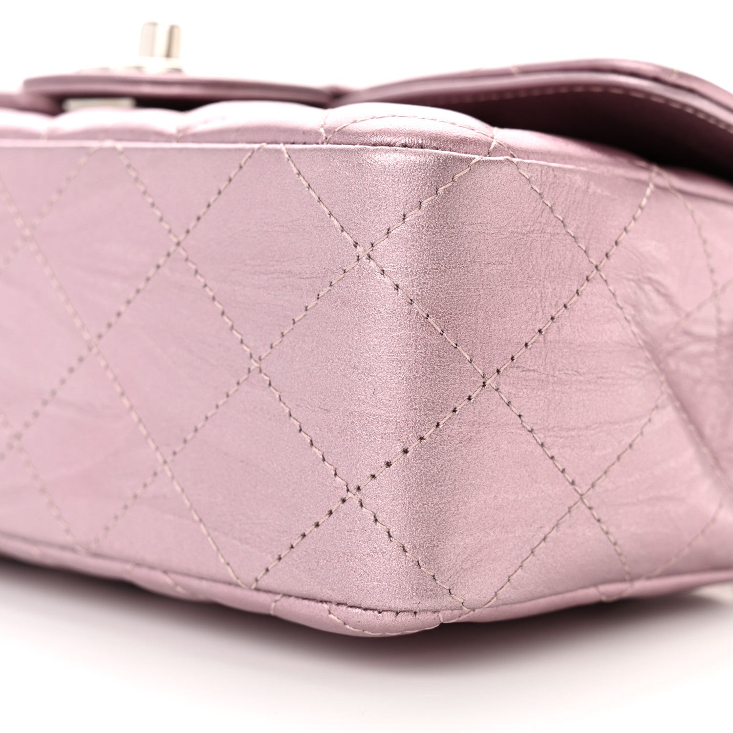 Chanel Metallic Calfskin Quilted Mini Rectangular Flap Pink 10 of 11