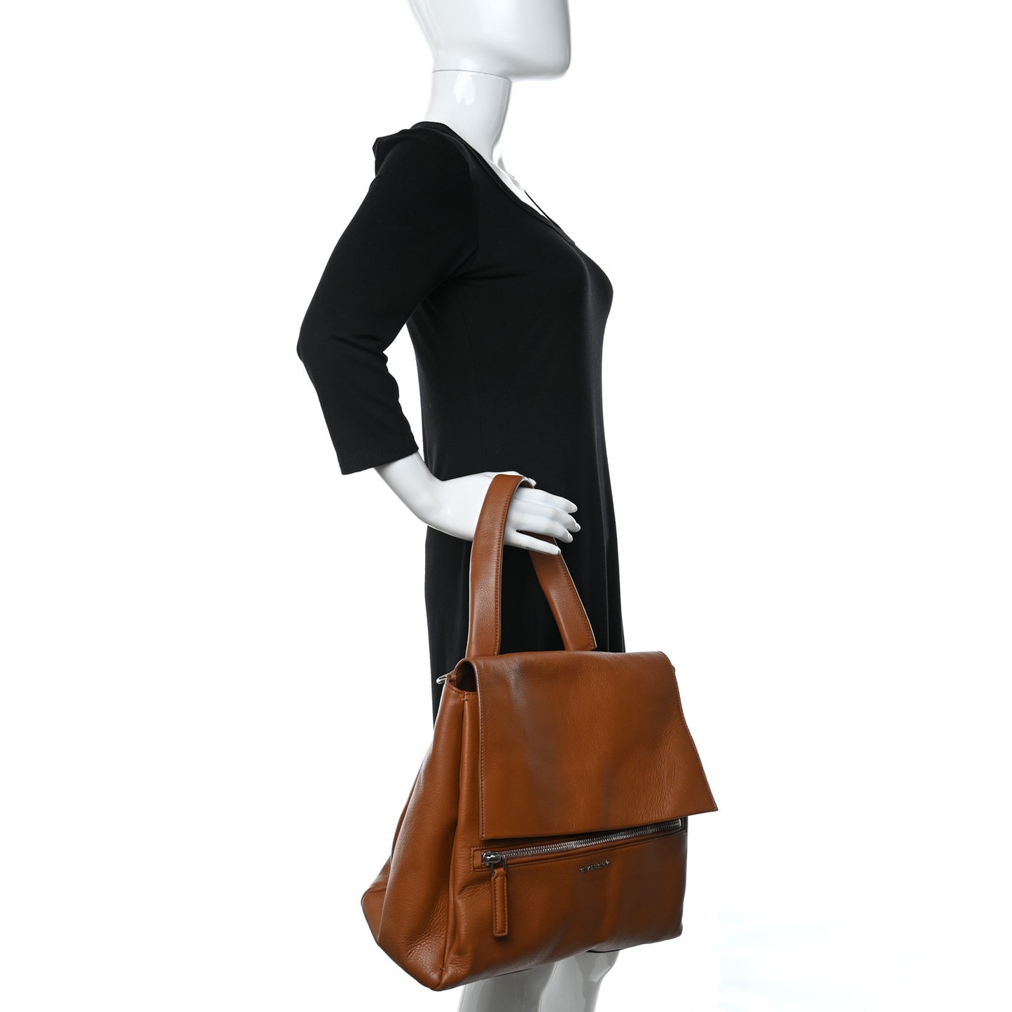 Grained Calfskin Medium Pandora Pure Flap Bag Tan